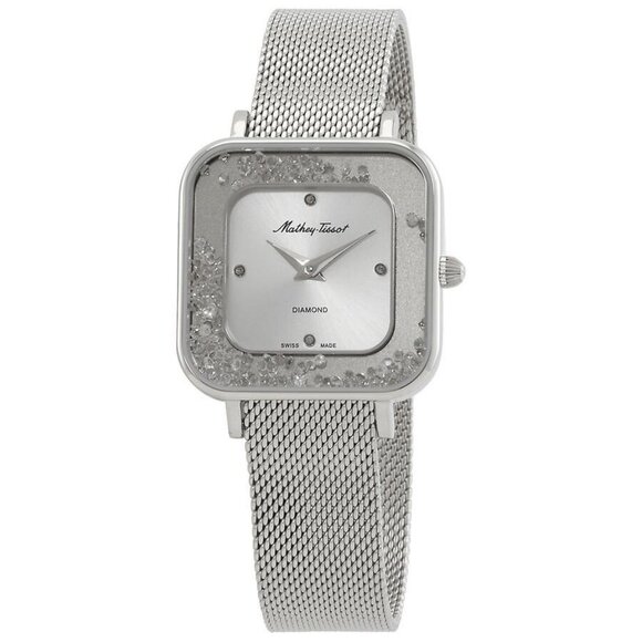 NWT Authentic Mathey-Tissot Gemina Quartz Diamond Silver Dial Women's Watch - Picture 1 of 3